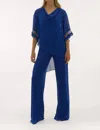 Joseph Ribkoff Cowl Neck Asymmetric Layered Top In Royal Sapphire In Blue