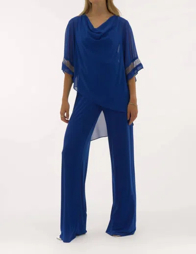 Joseph Ribkoff Cowl Neck Asymmetric Layered Top In Royal Sapphire In Blue