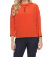 Joseph Ribkoff Cowl Neck Dolman Sleeve Boxy Top In Lava Orange