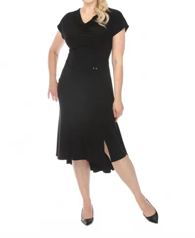 Joseph Ribkoff Cowl Neck Dolman Sleeve Midi Fit & Flare Dress In Black