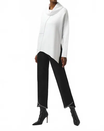 Joseph Ribkoff Cowl Neck Embellished Asymmetric Sweater Top In Vanilla In White