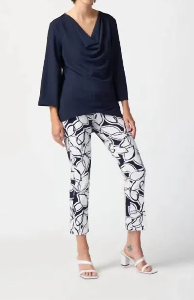 Joseph Ribkoff Cowl Neck Flared Top In Midnight Blue