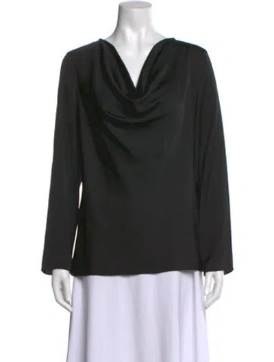 Pre-owned Joseph Ribkoff Cowl Neck Long Sleeve Blouse In Black