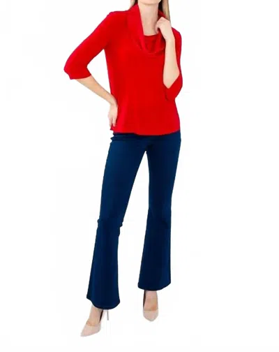 Joseph Ribkoff Cowl Neck Long Sleeve Top In Lipstick Red