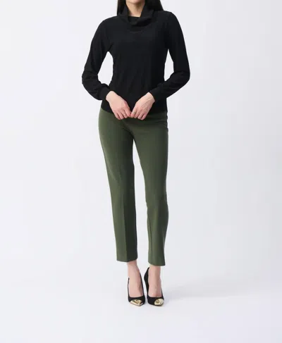 JOSEPH RIBKOFF COWL NECK PUFF-SLEEVE TOP IN BLACK