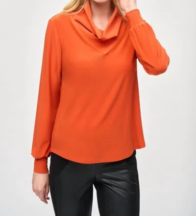 Joseph Ribkoff Cowl Neck Puff Sleeve Top In Lava In Black