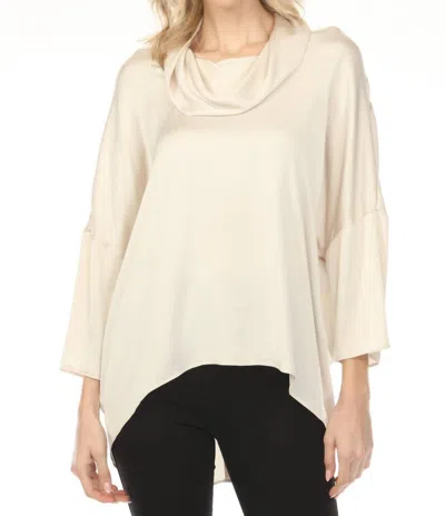 Joseph Ribkoff Cowl Neck Satin Boxy Tunic Top In Birch In Neutral