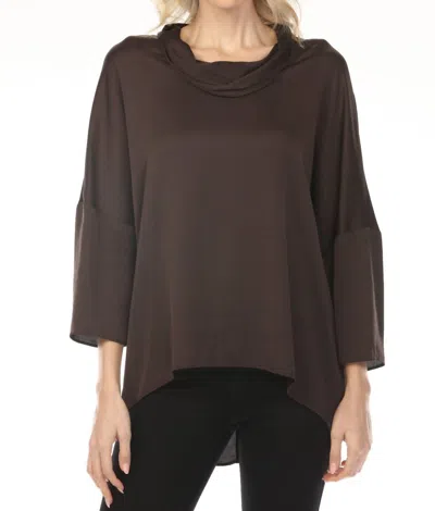 Joseph Ribkoff Cowl Neck Satin Boxy Tunic Top In Mocha In Brown