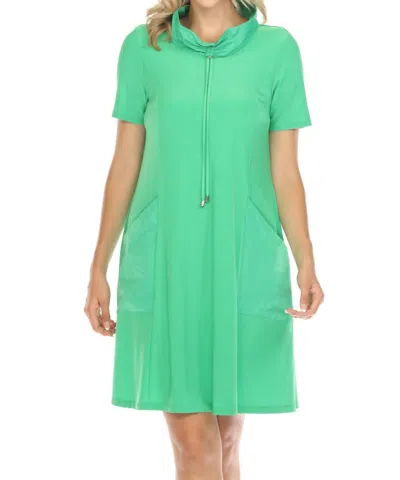 Joseph Ribkoff Cowl Neck Short Sleeve T-shirt Dress In Island Green