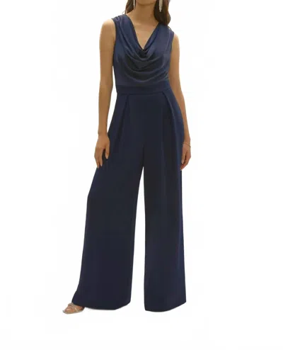 Joseph Ribkoff Cowl Neck Sleeveless Jumpsuit In Midnight Blue In Black