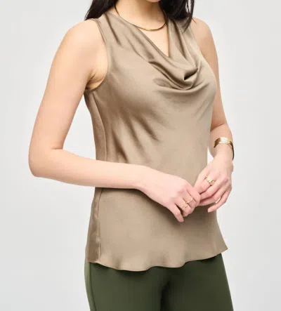 Joseph Ribkoff Cowl Neck Sleeveless Satin Tank In Java Beige