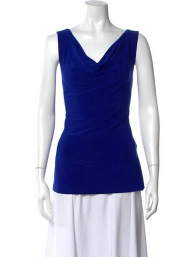 Pre-owned Joseph Ribkoff Cowl Neck Sleeveless Top W/ Tags In Blue