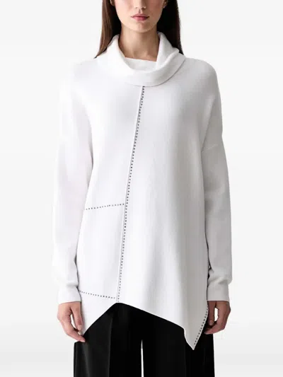 Joseph Ribkoff Cowl Neck Studded Asymmetric Sweater In Multi