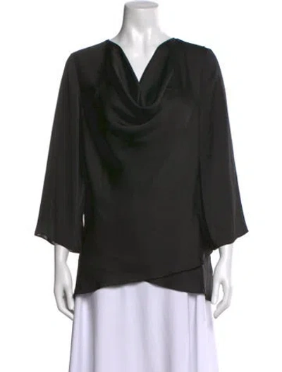 Pre-owned Joseph Ribkoff Cowl Neck Three-quarter Sleeve Blouse W/ Tags In Black