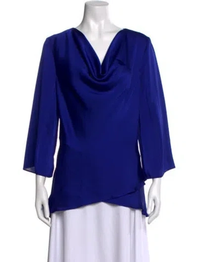 Pre-owned Joseph Ribkoff Cowl Neck Three-quarter Sleeve Blouse W/ Tags In Blue