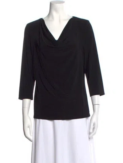 Pre-owned Joseph Ribkoff Cowl Neck Three-quarter Sleeve Top In Black