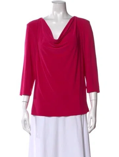 Pre-owned Joseph Ribkoff Cowl Neck Three-quarter Sleeve Top In Pink