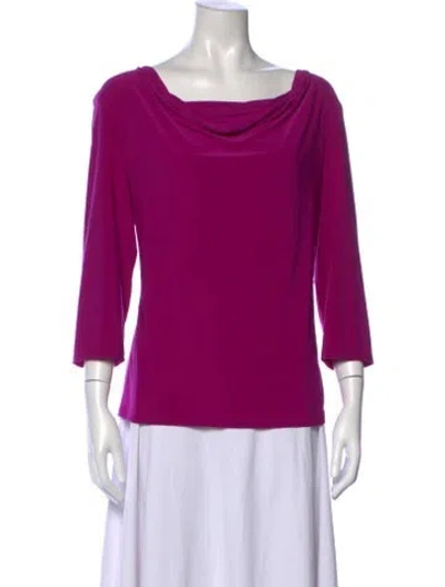Pre-owned Joseph Ribkoff Cowl Neck Three-quarter Sleeve Top In Purple