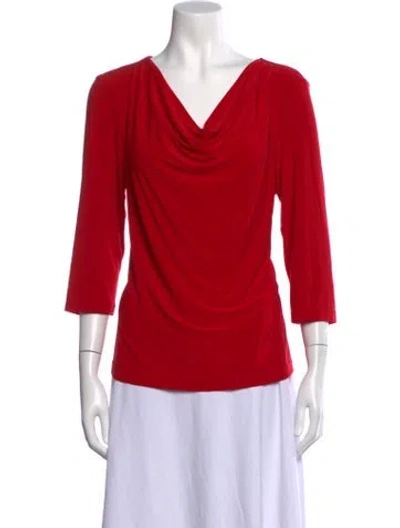 Pre-owned Joseph Ribkoff Cowl Neck Three-quarter Sleeve Top In Red