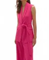 Joseph Ribkoff Crepe Belted Straight Fit Vest In Geranium In Multi