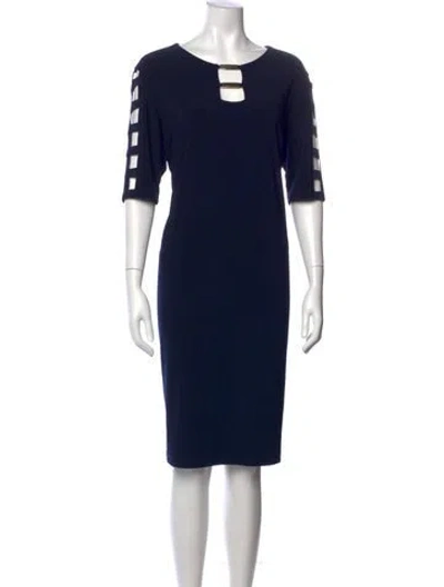 Pre-owned Joseph Ribkoff Crew Neck Knee-length Dress In Blue