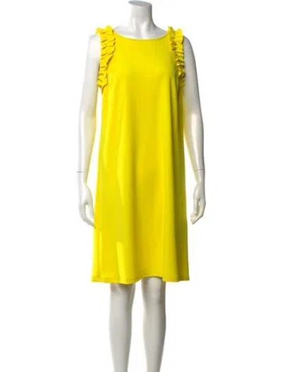 Pre-owned Joseph Ribkoff Crew Neck Knee-length Dress In Yellow