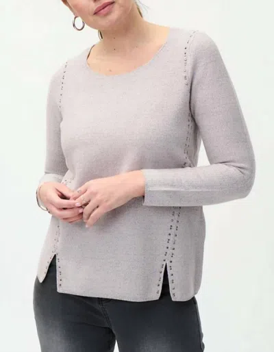 Joseph Ribkoff Crew Neck Knit Top In Stone In Gray