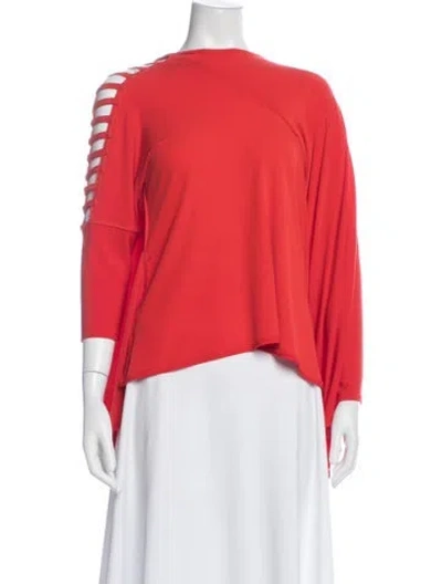 Pre-owned Joseph Ribkoff Crew Neck Long Sleeve Top In Red