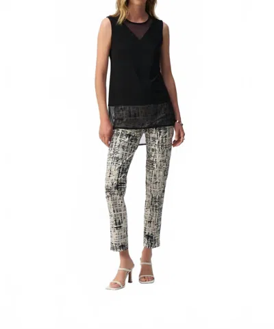 Joseph Ribkoff Crew Neck Mesh Sleeveless Hi-low Top In Black