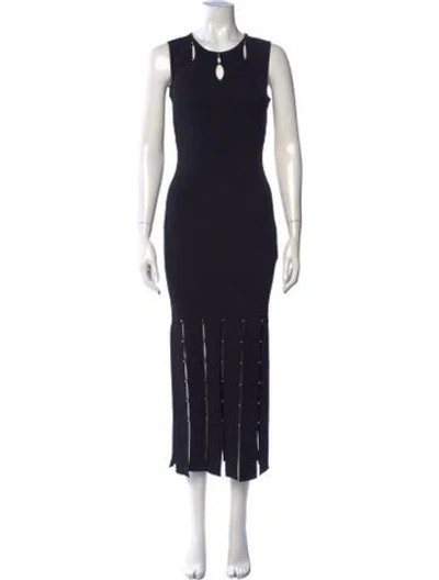 Pre-owned Joseph Ribkoff Crew Neck Midi Length Dress In Black