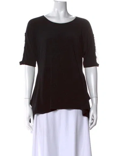 Pre-owned Joseph Ribkoff Crew Neck Short Sleeve Top In Black