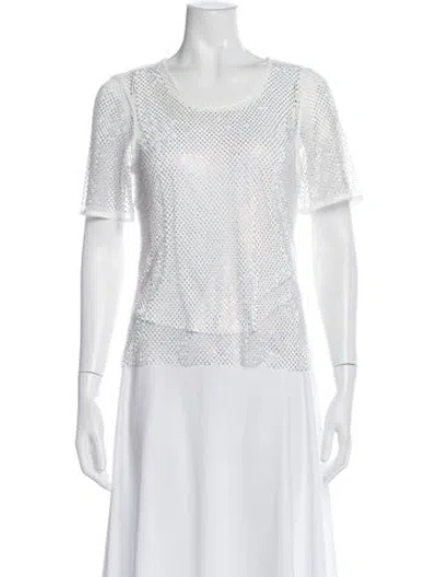 Pre-owned Joseph Ribkoff Crew Neck Short Sleeve Top In White