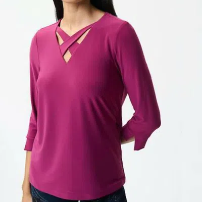 Joseph Ribkoff Criss-cross Top In Vineyard In Purple