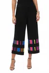 Joseph Ribkoff Cropped Color Block Wide Leg Trouser In Black/multi In Black