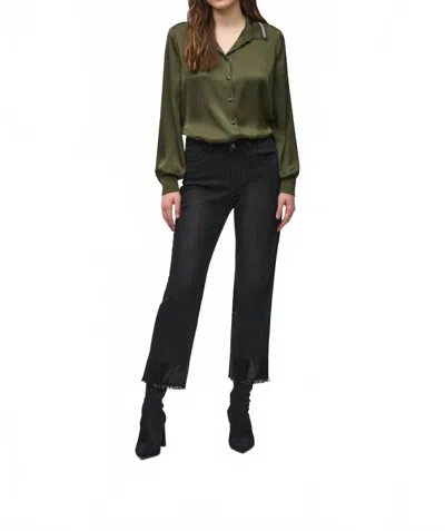 Joseph Ribkoff Cropped Jeans With Frayed Hem In Black