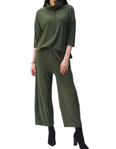 Joseph Ribkoff Cropped Knit Jumpsuit In Iguana In Green