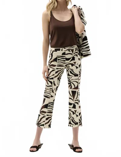Joseph Ribkoff Cropped Zebra Trousers In Beige/multi