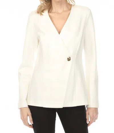 Joseph Ribkoff Crossover Front V-neck Jacket In Vanilla In Neutral