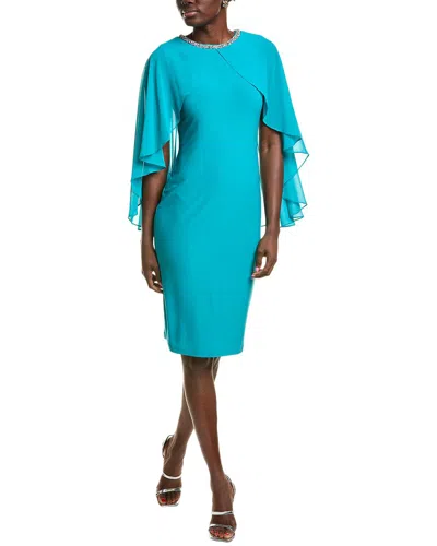 Joseph Ribkoff Crystal Neckline Shift Dress In Blue