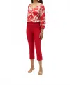 Joseph Ribkoff Cuffed Pull On Capri Pants In Radiant Red In Red