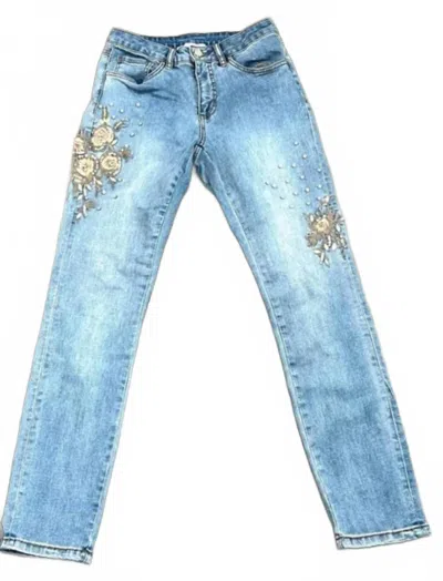 Joseph Ribkoff Denim Bleu W Gold Emb In Blue