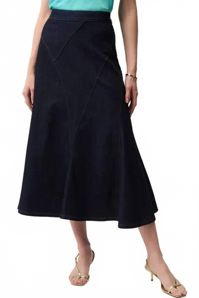 Joseph Ribkoff Denim Flare Skirt With Exposed Zipper In Dark Blue