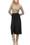 Joseph Ribkoff Denim Front Slit Midi Skirt In Black In Black
