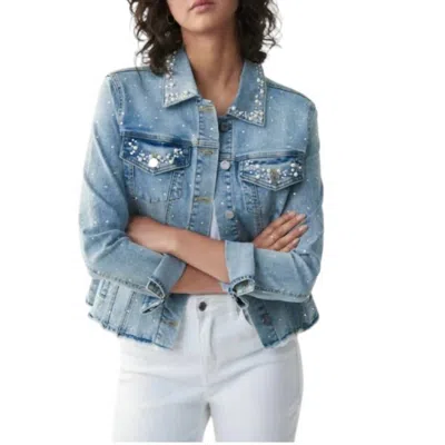 Joseph Ribkoff Denim Jacket With Rhinestones In Blue