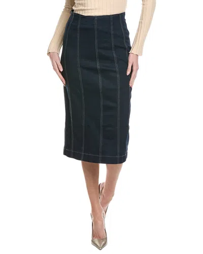 Joseph Ribkoff Stretch Denim Panelled Pencil Skirt In Indigo In Blue