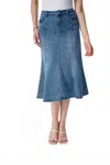 Joseph Ribkoff Denim Midi Trumpet Jean Skirt In Vintage Blue In Blue