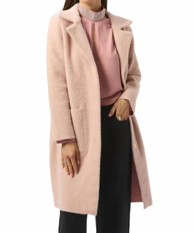 Joseph Ribkoff Detachable Faux Fur Trim Long Sleeve Coat In Rose In Neutral