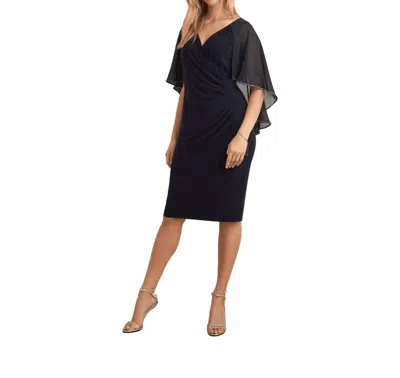 Joseph Ribkoff Diamante Trim Cape Dress In Midnight Blue