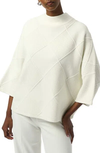 Joseph Ribkoff Diamond Textured Mock Neck Sweater In Winter White