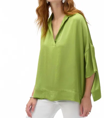 Joseph Ribkoff Dolman Sleeve Boxy Satin Top In Greenery In Multi